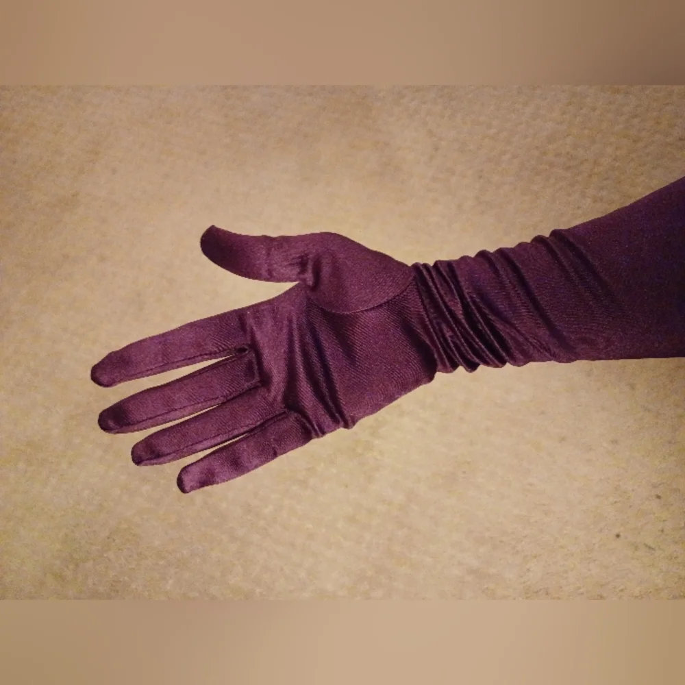 H&M Long Purple Satin Opera Gloves